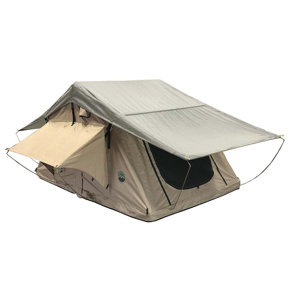 OVS LD TMBK 3 Person Soft Shell Roof Top Tent, Tan Body & Green Rainfly