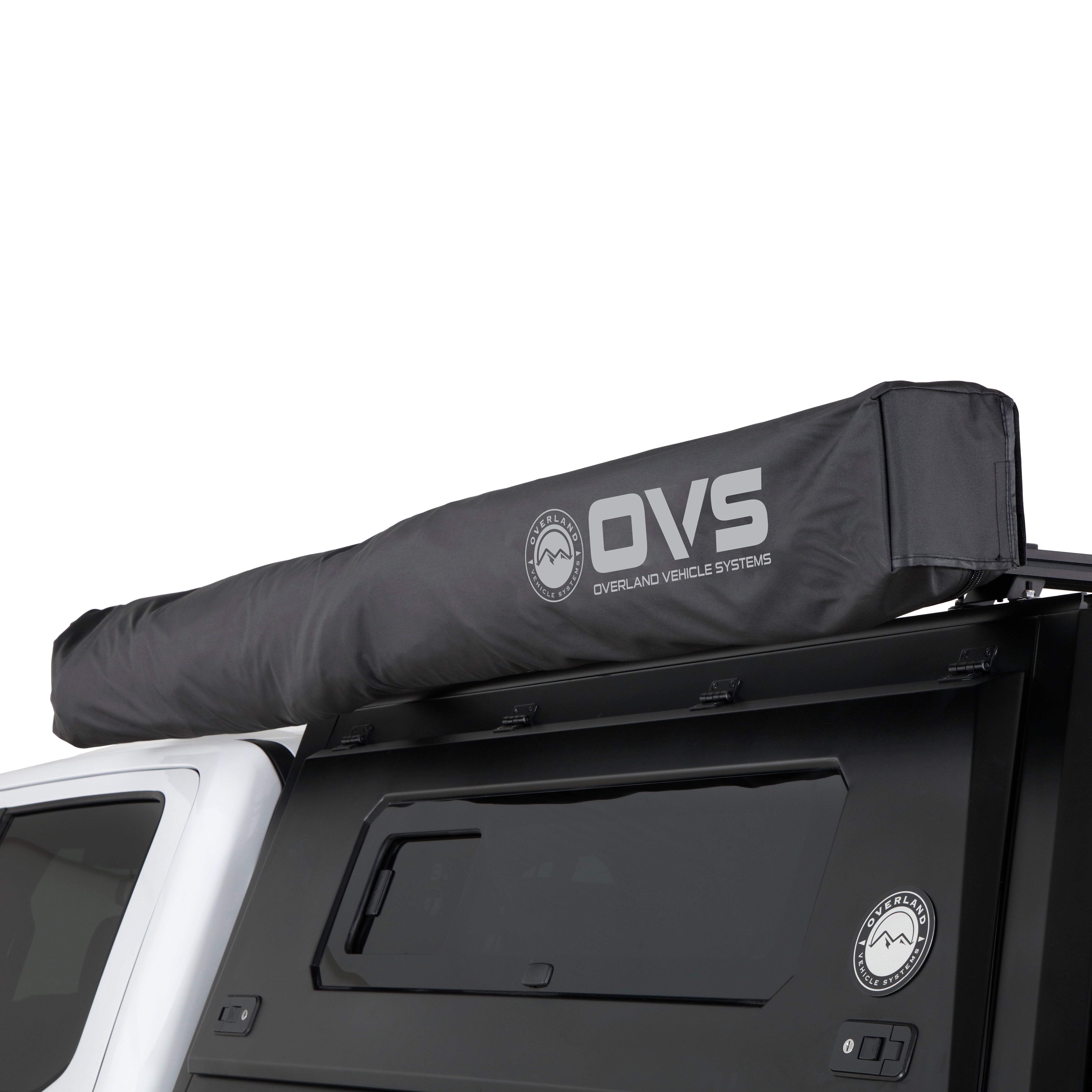 OVS XD Nomadic 270 - Awning W/Lights & Black Out , Driver Side, Black Body, Black Trim & Black Travel Cover - No Brackets, No Hardware