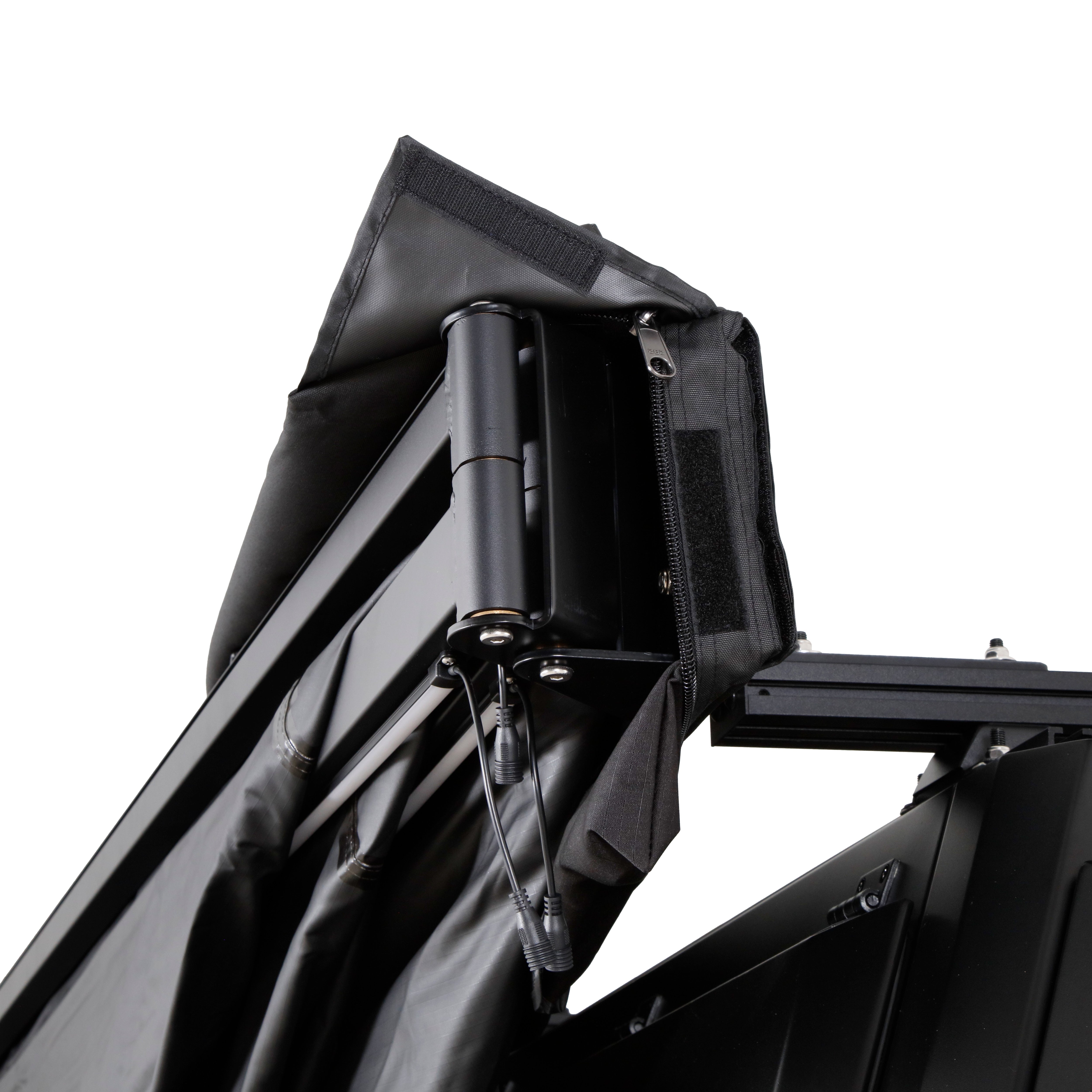 OVS XD Nomadic 270 - Awning W/Lights & Black Out , Driver Side, Black Body, Black Trim & Black Travel Cover - No Brackets, No Hardware