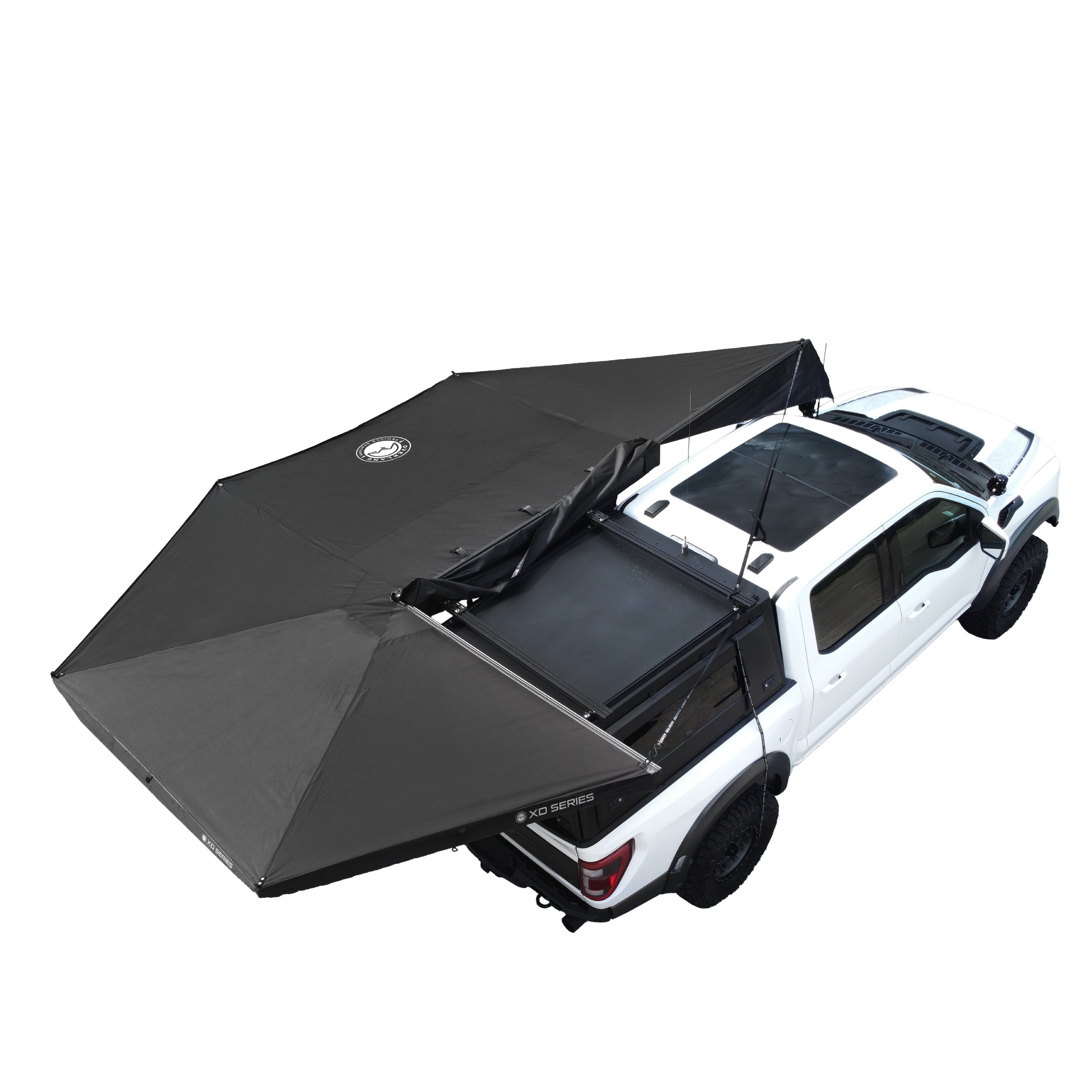OVS XD Nomadic 270 - Awning W/Lights & Black Out , Driver Side, Black Body, Black Trim & Black Travel Cover - No Brackets, No Hardware