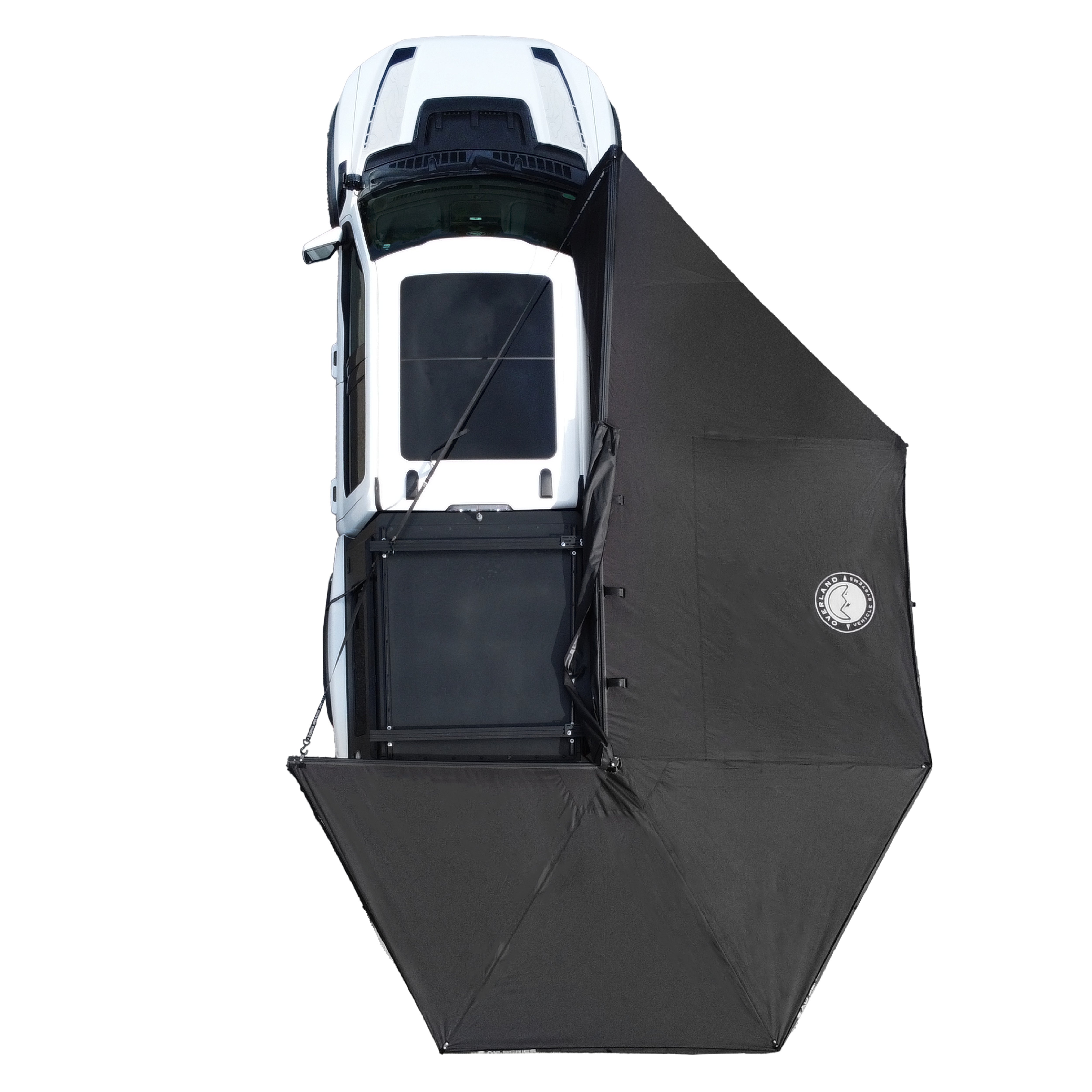 OVS XD Nomadic 270 - Awning W/Lights & Black Out , Passenger Side, Black Body, Black Trim & Black Travel Cover - No Brackets, No Hardware