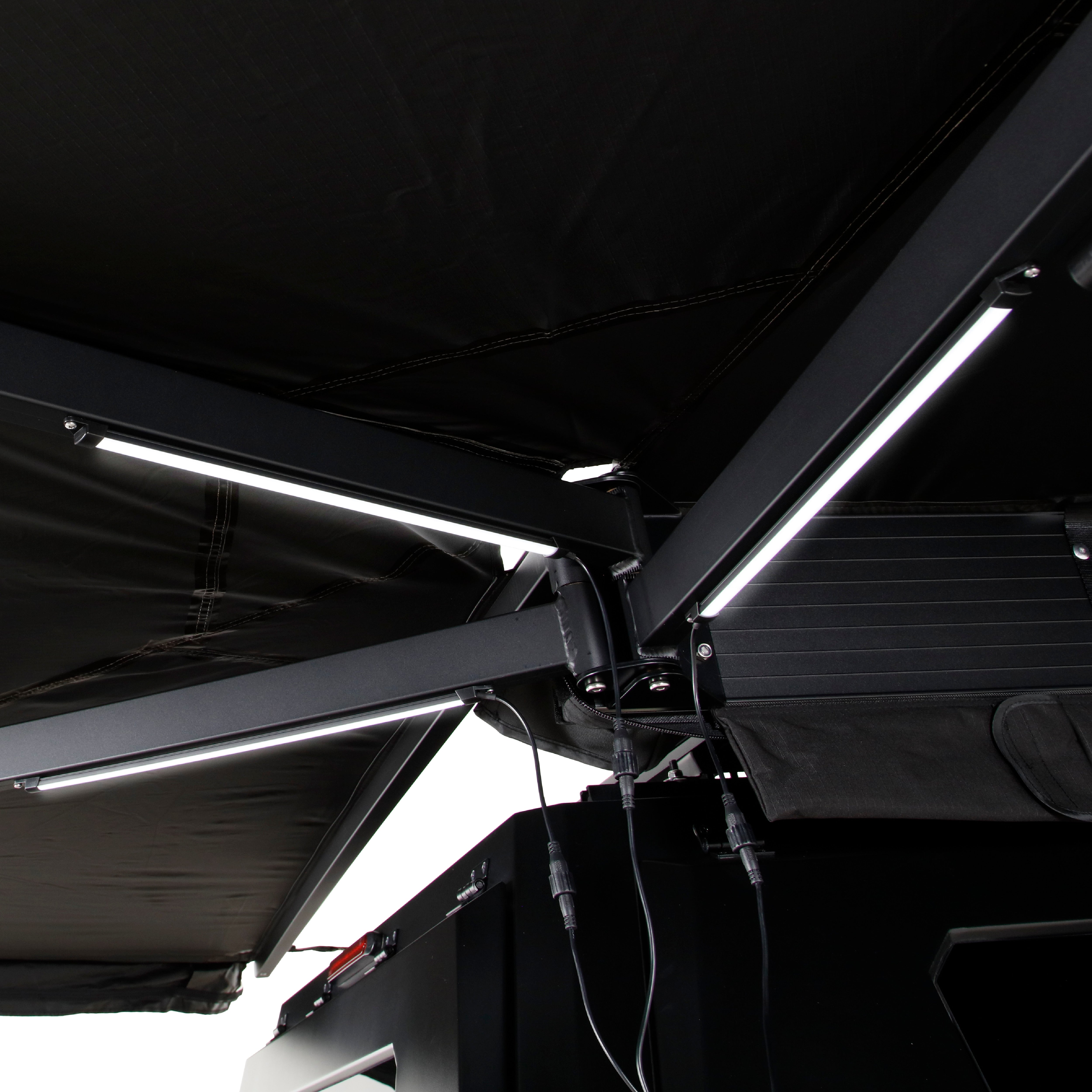 OVS XD Nomadic 270 - Awning W/Lights & Black Out , Passenger Side, Black Body, Black Trim & Black Travel Cover - No Brackets, No Hardware
