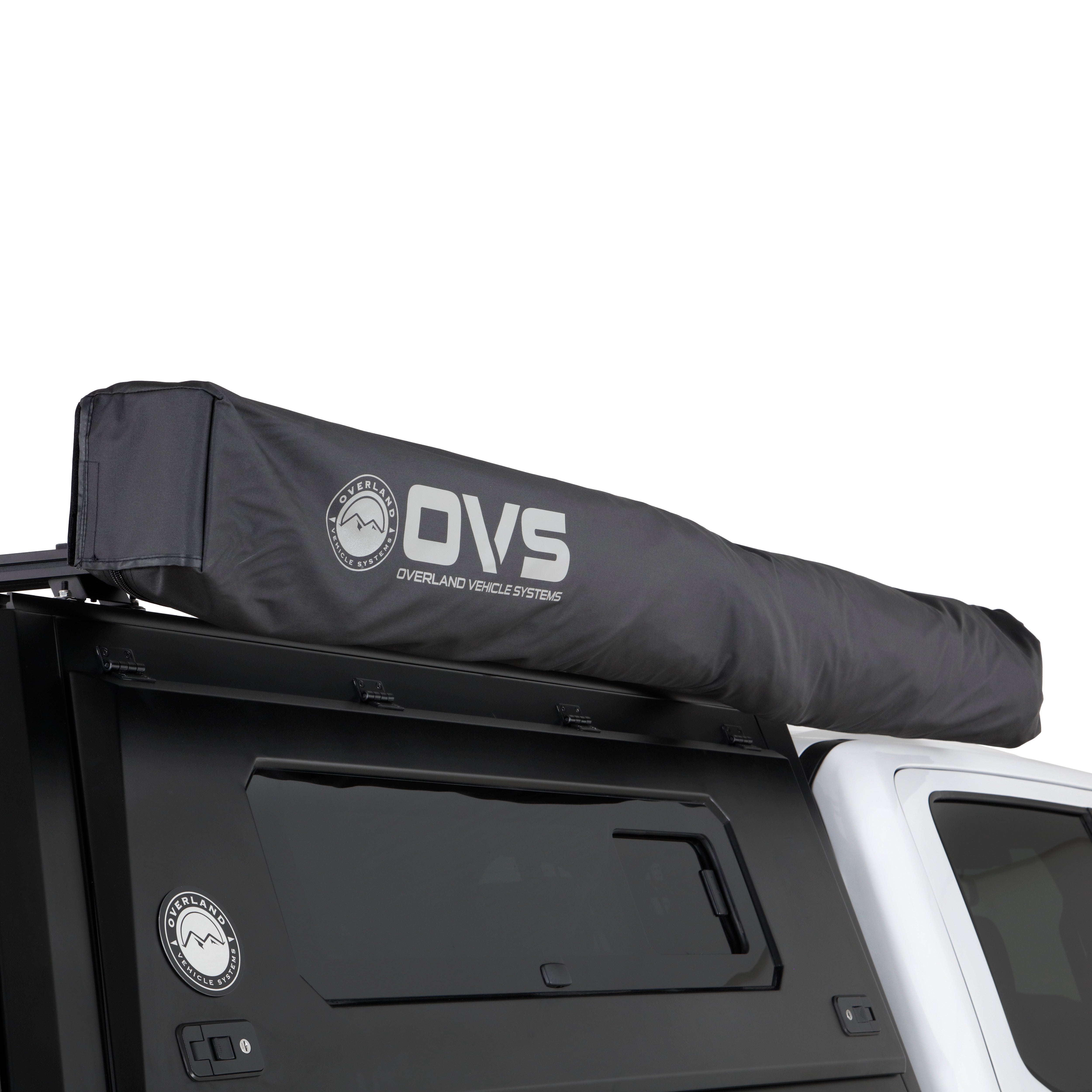 OVS XD Nomadic 270 - Awning W/Lights & Black Out , Passenger Side, Black Body, Black Trim & Black Travel Cover - No Brackets, No Hardware