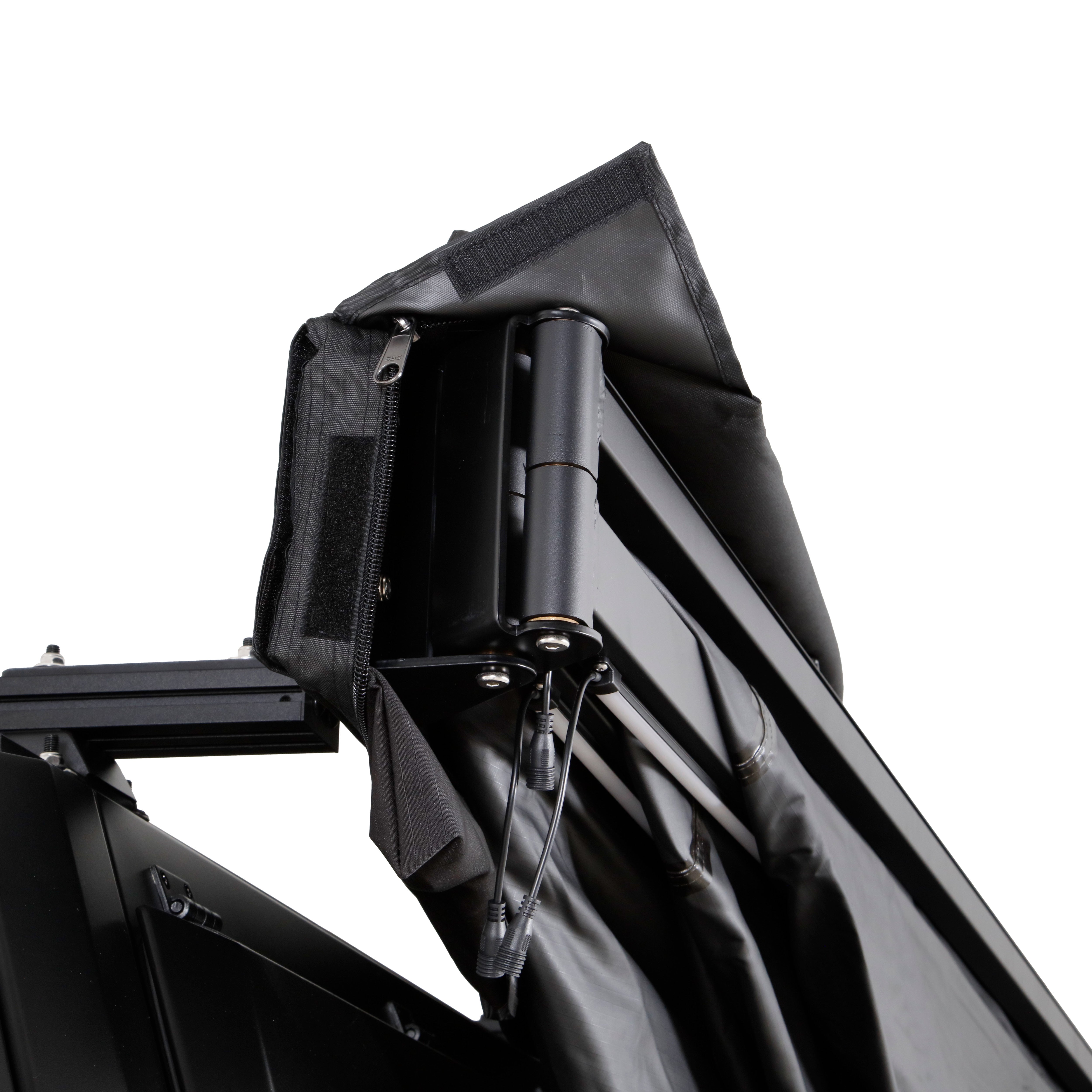 OVS XD Nomadic 270 - Awning W/Lights & Black Out , Passenger Side, Black Body, Black Trim & Black Travel Cover - No Brackets, No Hardware