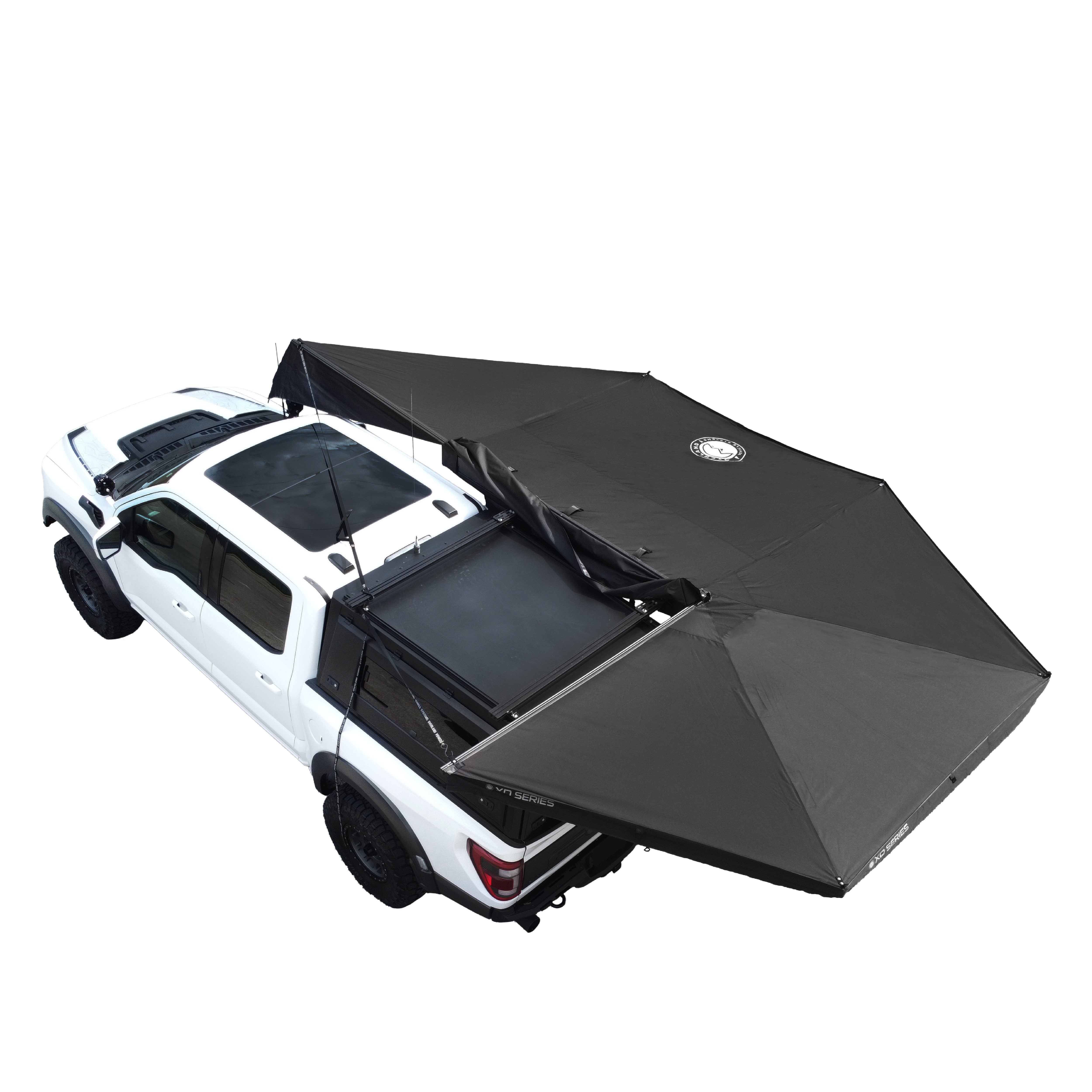 OVS XD Nomadic 270 - Awning W/Lights & Black Out , Passenger Side, Black Body, Black Trim & Black Travel Cover - No Brackets, No Hardware