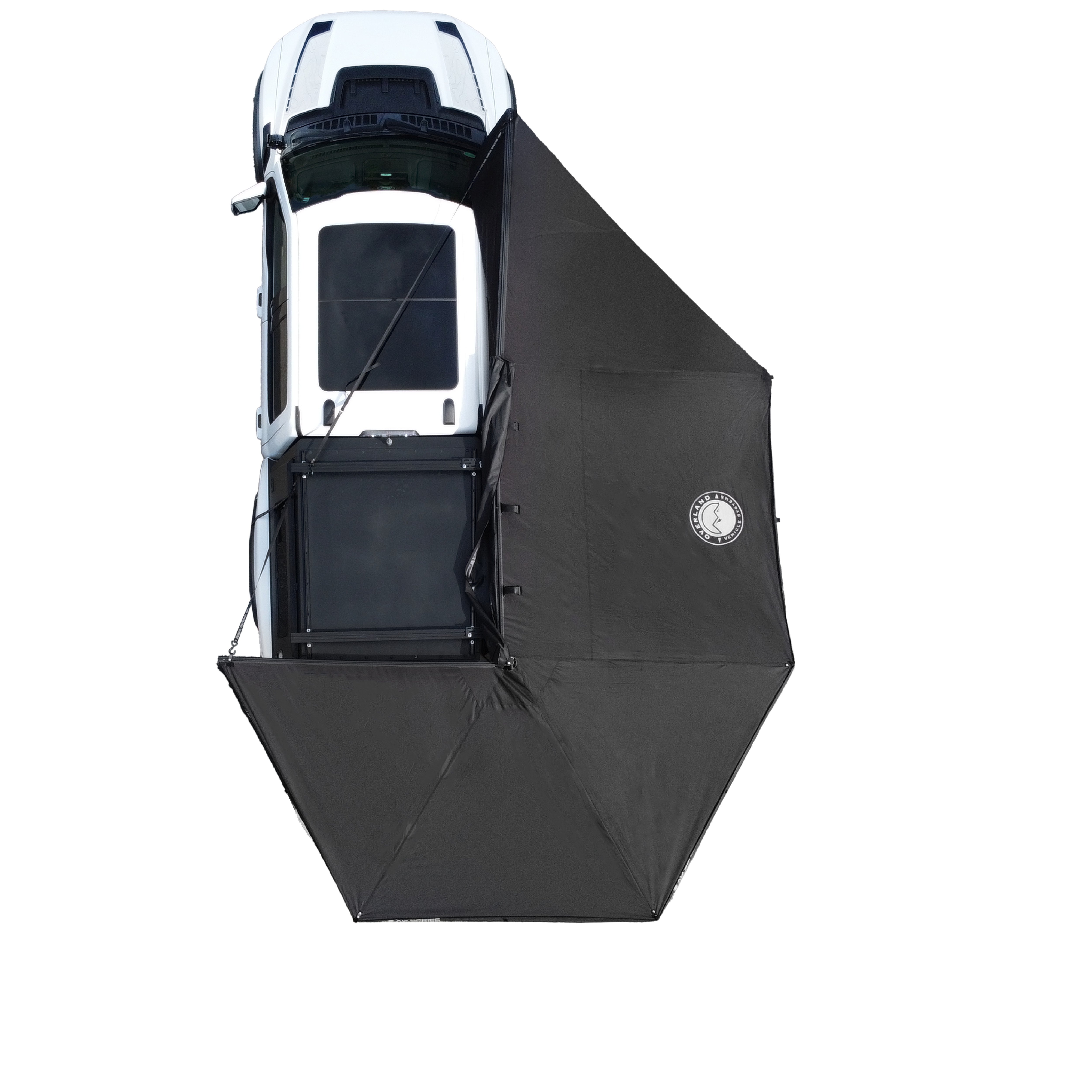 OVS XD Nomadic 270 - Awning W/Lights & Black Out , Passenger Side, Black Body, Black Trim & Black Travel Cover - No Brackets, No Hardware
