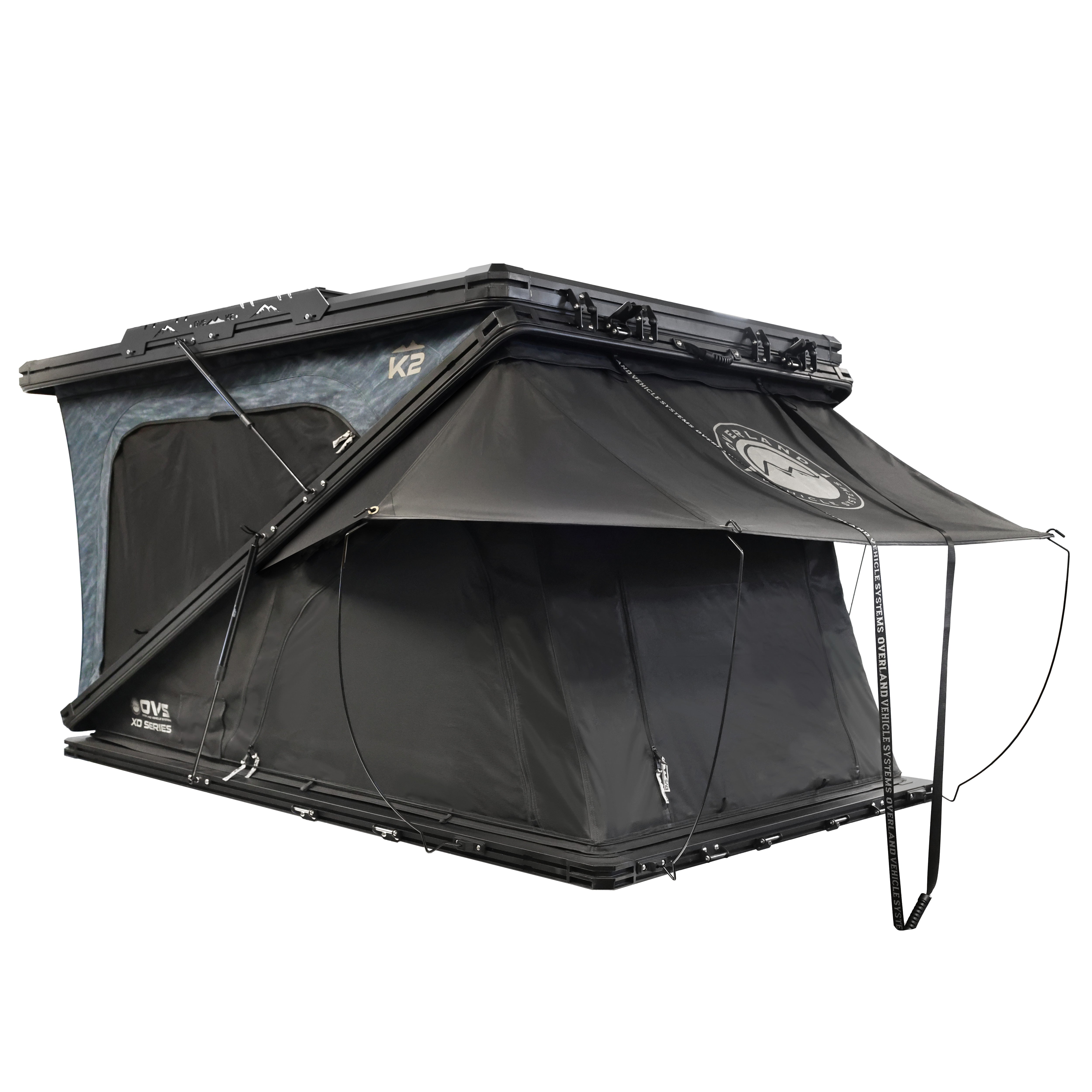 OVS XD K2 - Clamshell/Pop Up Aluminum Hard Shell Roof Top Tent - 2 Person, Blue Body & Black Rainfly