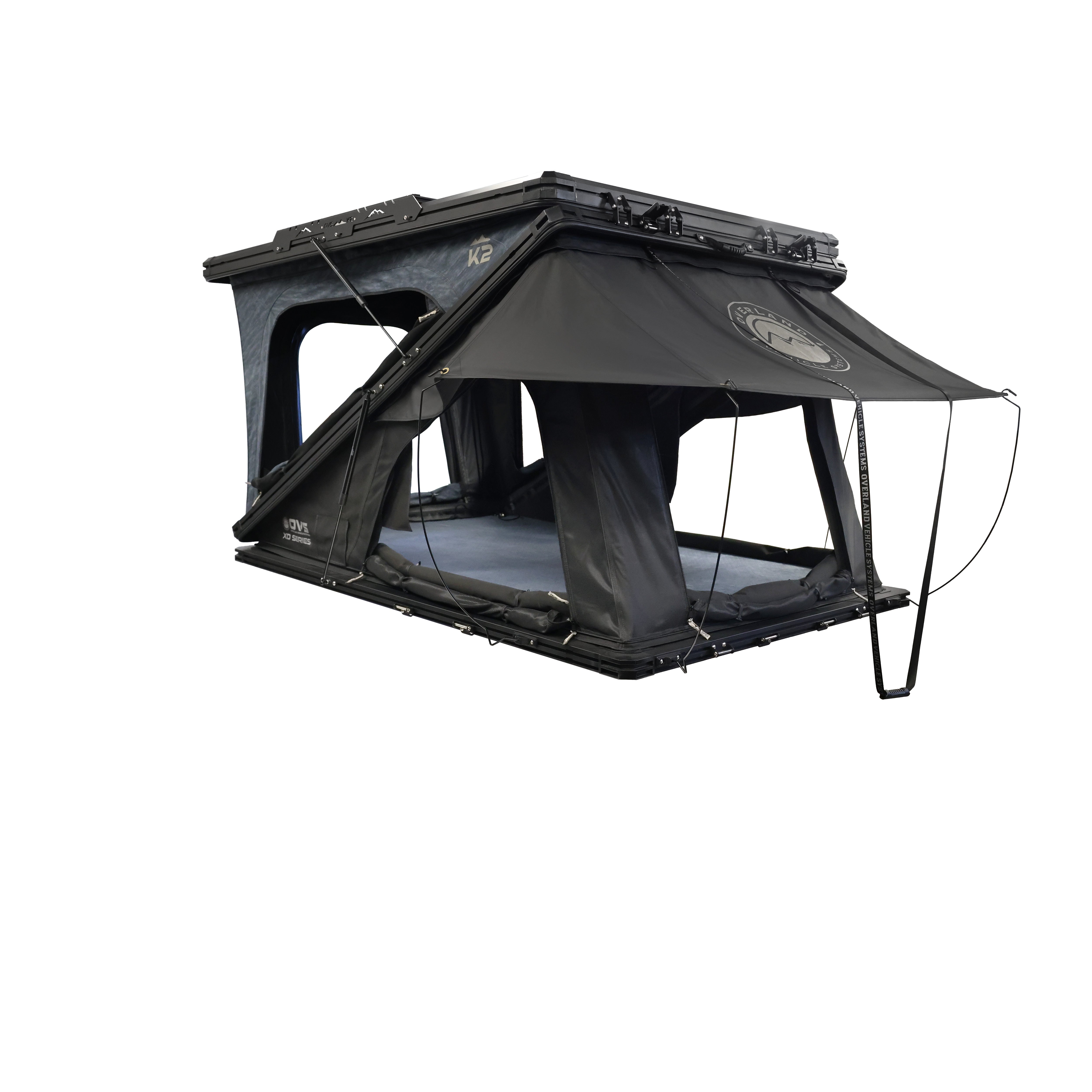 OVS XD K2 - Clamshell/Pop Up Aluminum Hard Shell Roof Top Tent - 2 Person, Blue Body & Black Rainfly