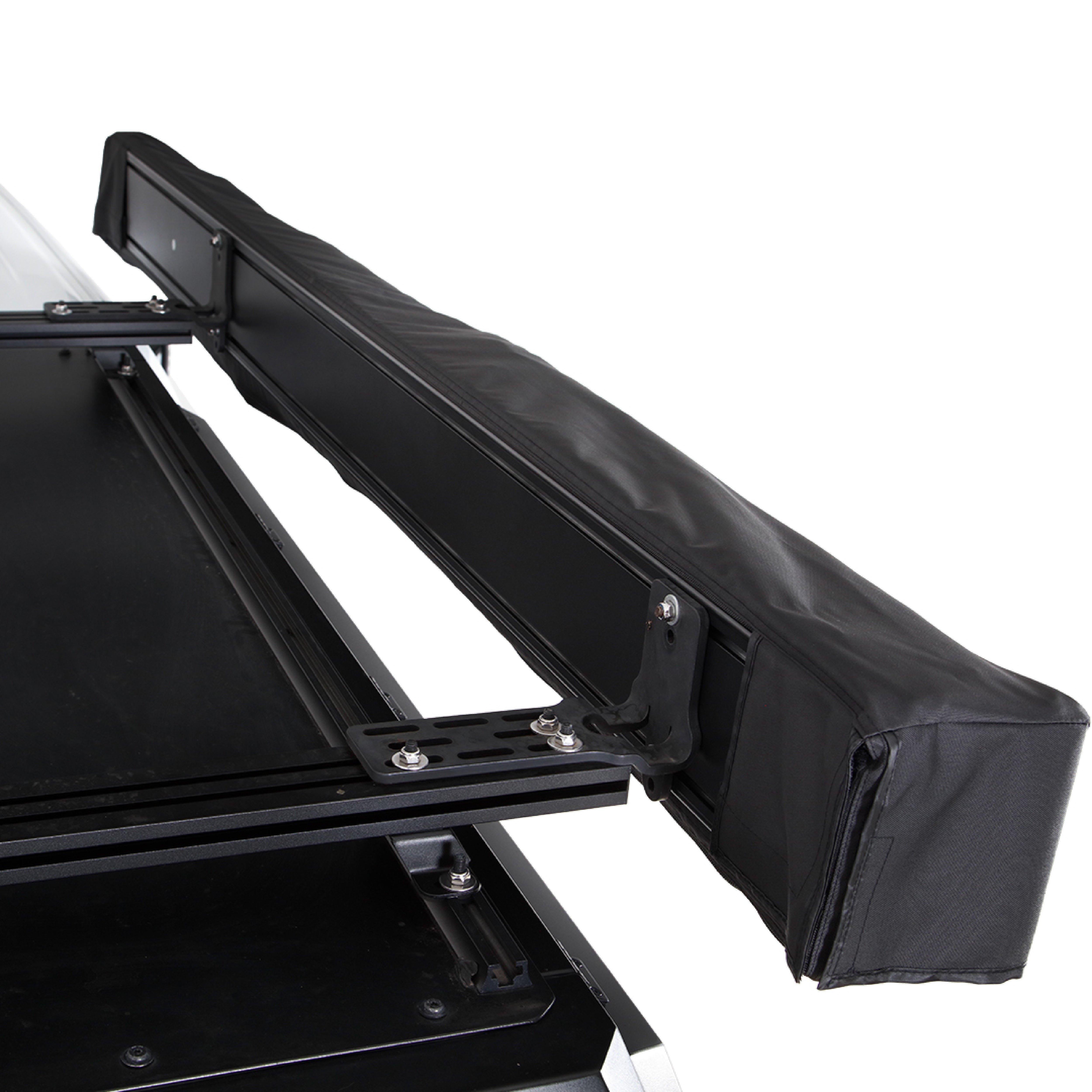 OVS XD Nomadic 270 LT - Awning w/ Lights, Passenger Side, Black Body, Black Trim W/Black Travel Bag