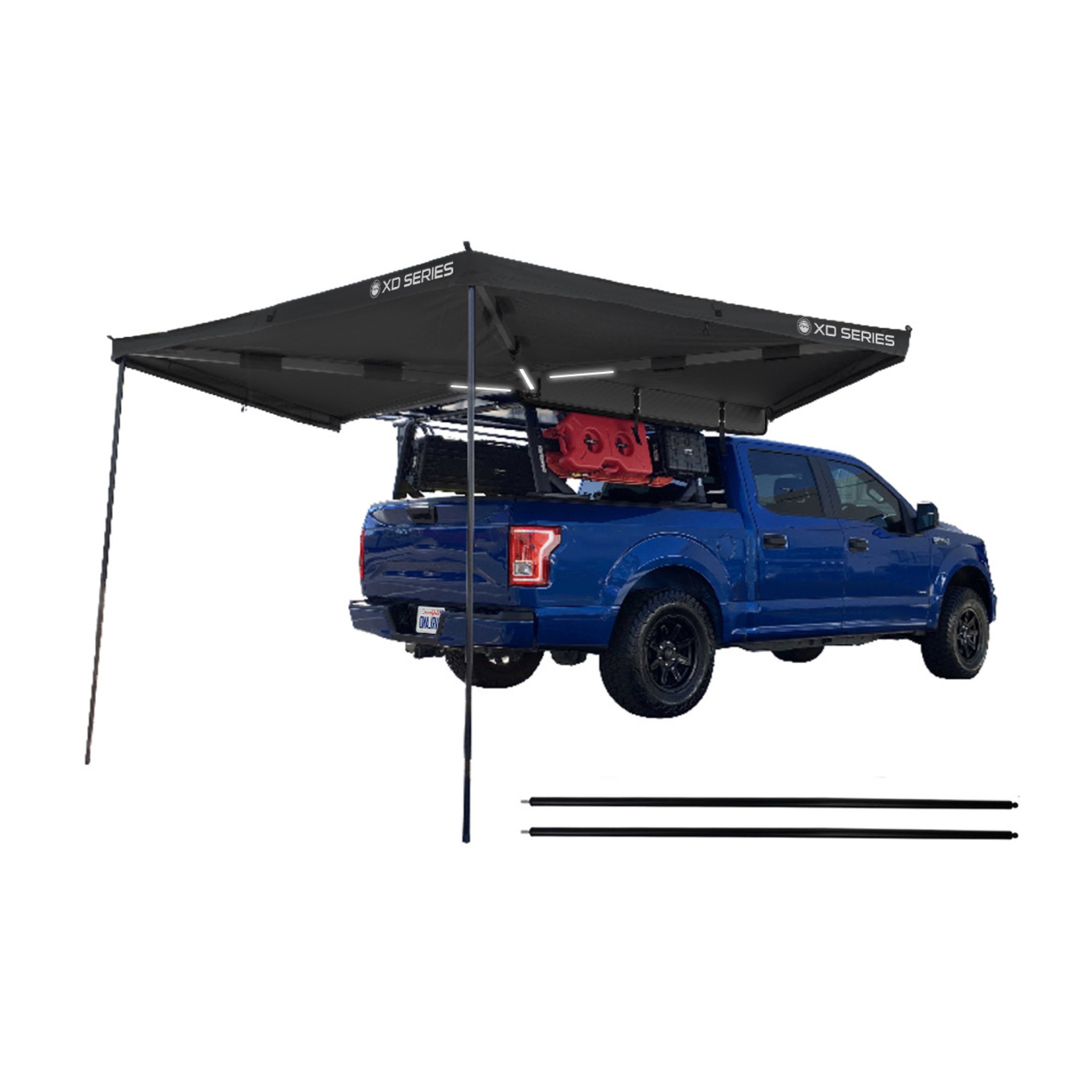OVS XD Nomadic 270 LT - Awning w/ Lights, Passenger Side, Grey Body, Green Trim & Black Travel Cover  - No Brackets, No Hardware, No Accessories