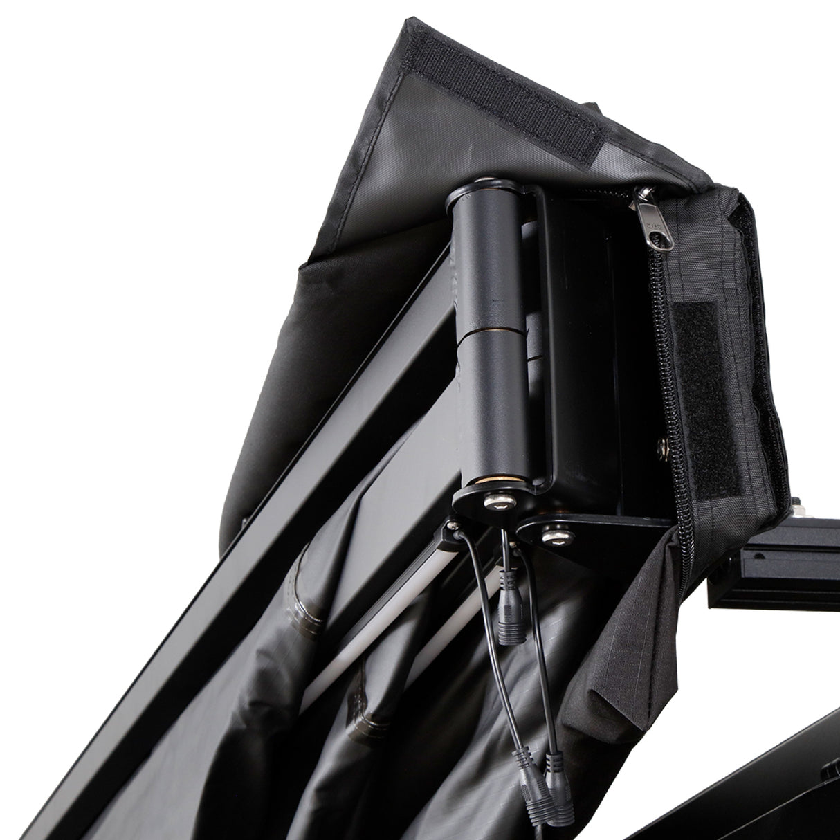 OVS XD Nomadic 270 LT - Awning w/ Lights, Driver Side, Black Body, Black Trim W/Black Travel Bag
