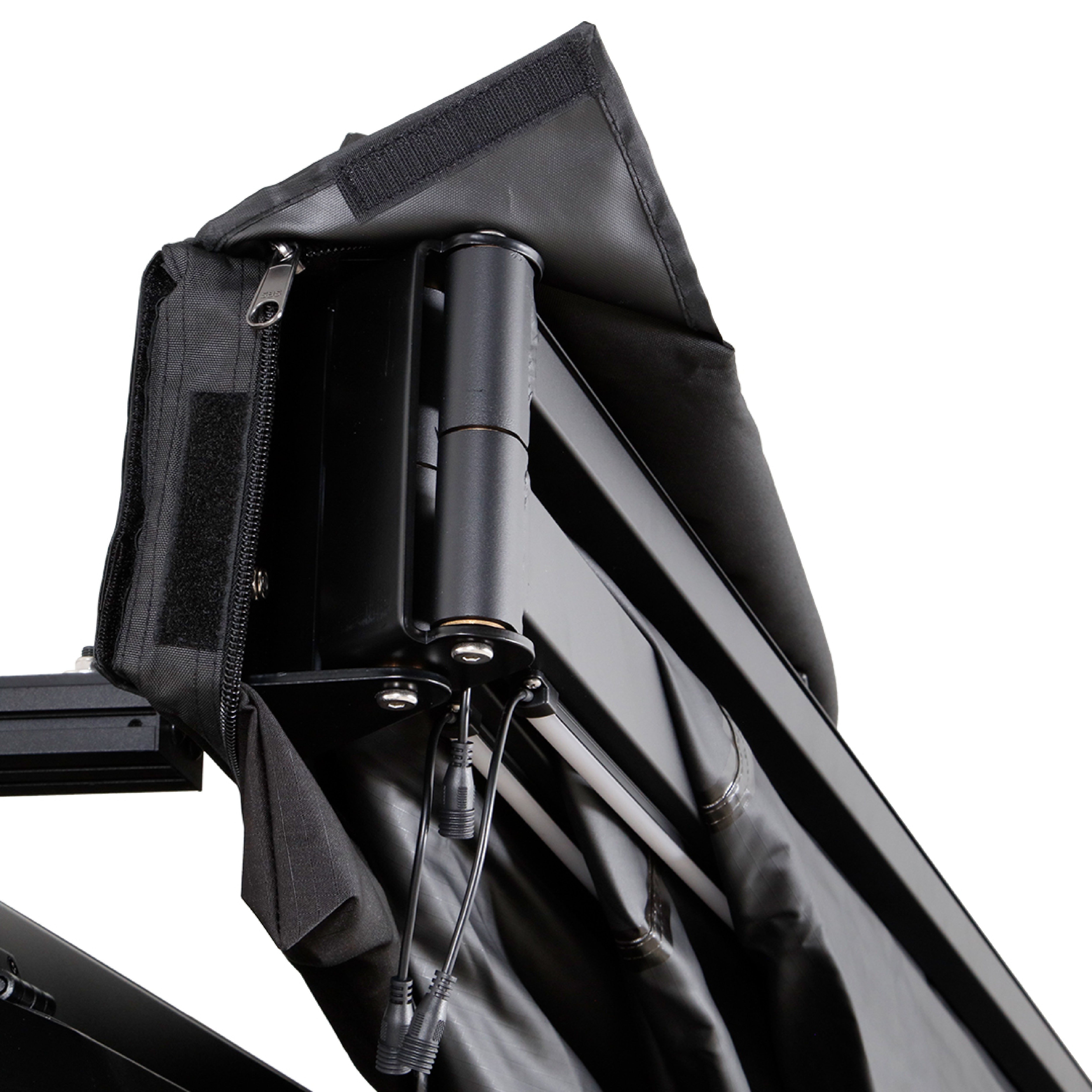 OVS XD Nomadic 270 LT - Awning w/ Lights, Passenger Side, Black Body, Black Trim W/Black Travel Bag