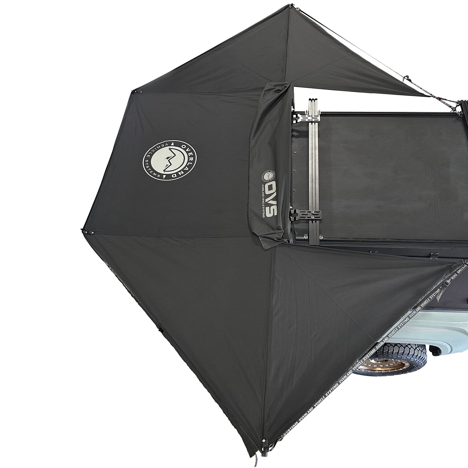 OVS XD Nomadic 315 - Rear Awning Universal, Black Body, Black Trim W/Black Travel Bag