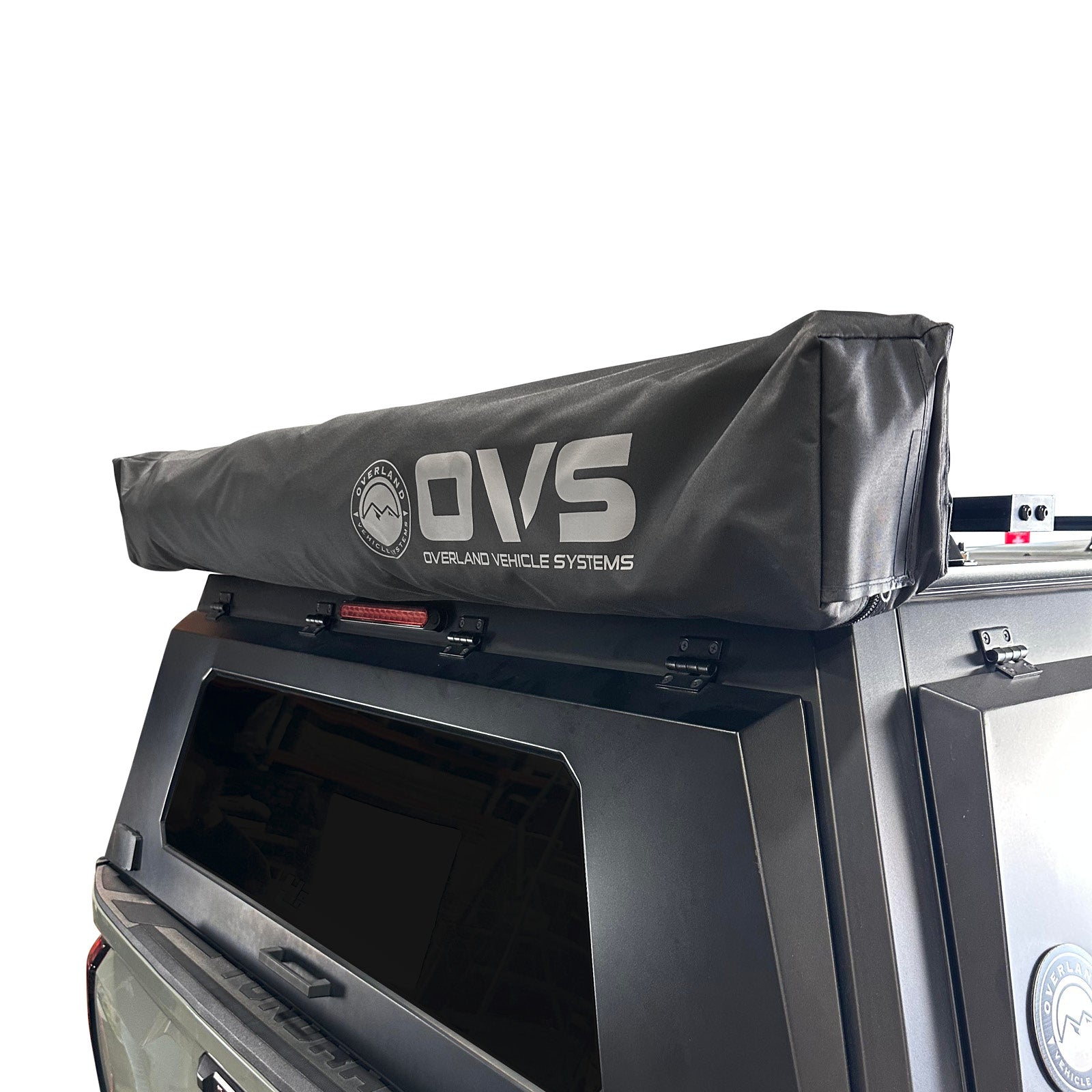 OVS XD Nomadic 315 - Rear Awning Universal, Black Body, Black Trim W/Black Travel Bag
