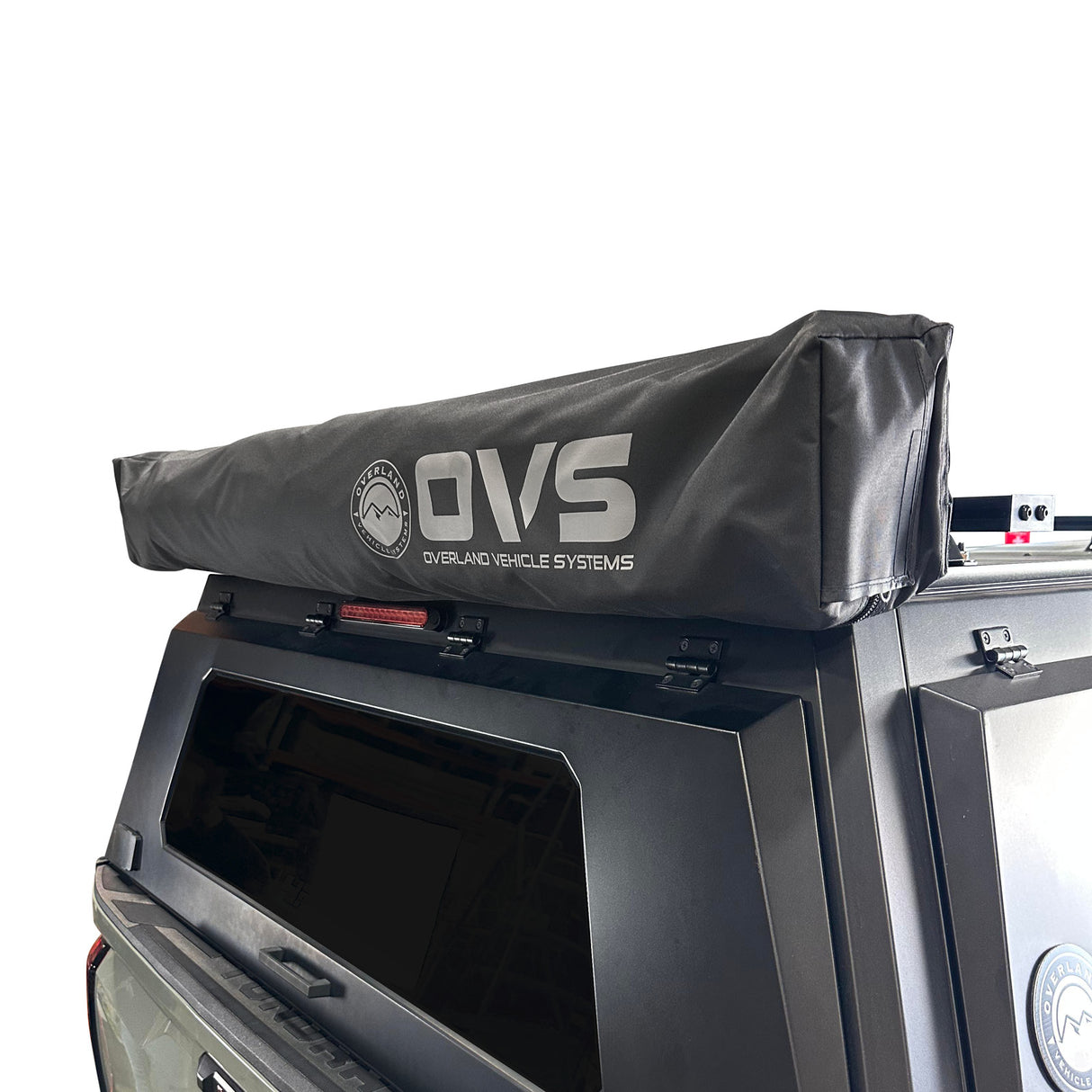 OVS XD Nomadic 315 - Rear Awning Universal, Black Body, Black Trim W/Black Travel Bag