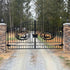 The deer pattern driveway gate is used in a forest.#design_deer