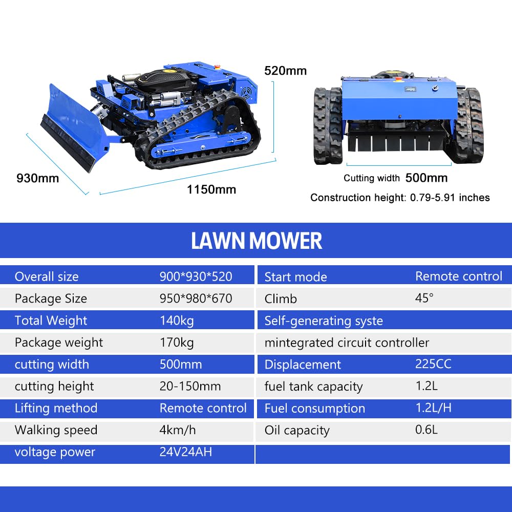 INFRONT 550 Remote Control Snow Plow & Lawn Mower | 2-in-1 All-Season Tracked Mower, 9HP