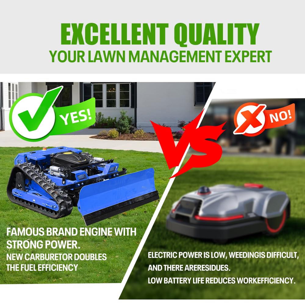 INFRONT 550 Remote Control Snow Plow & Lawn Mower | 2-in-1 All-Season Tracked Mower, 9HP