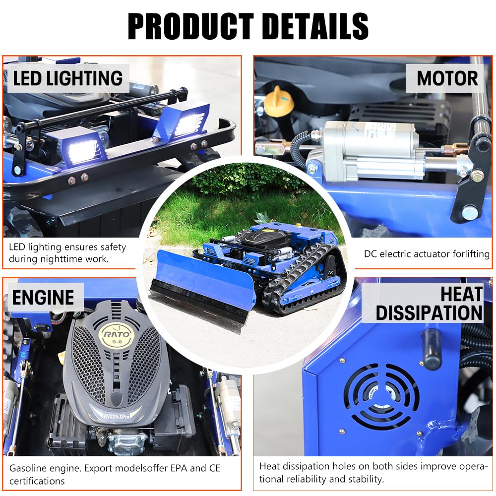 INFRONT 550 Remote Control Snow Plow & Lawn Mower | 2-in-1 All-Season Tracked Mower, 9HP