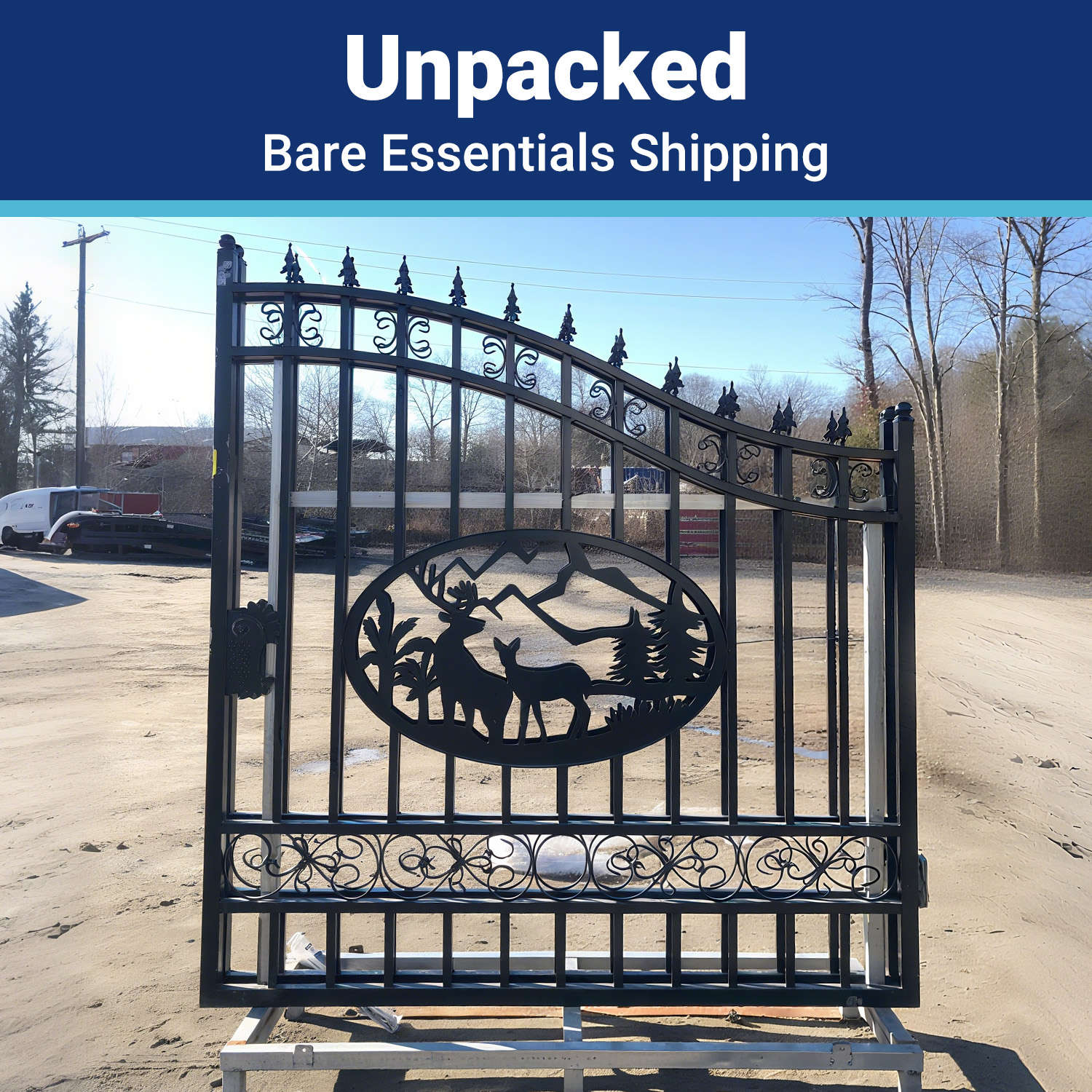 Steel Dual Swing Driveway Gate Packaging Image Unpacked#package_unpacked